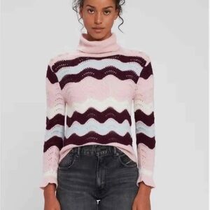 LOVESHACKFANCY Dixie Turtleneck Knit Wool Sweater Sz M